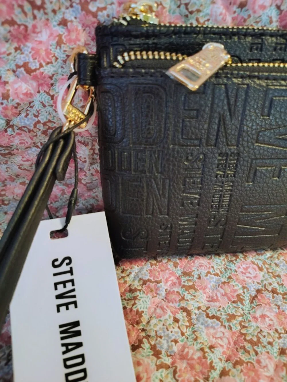 NWT Steve Madden Black Wallet Wristlet With Strap, MSRP $52